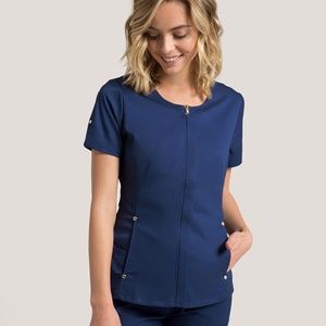 JAANUU HIDDEN ZIPPER TOP, navy blue, XS